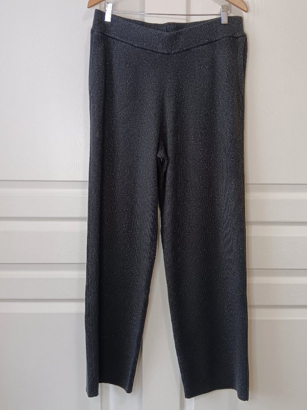 Soma Women's Obsidian Gray Lurex Straight Leg Sweater Pant Size XL